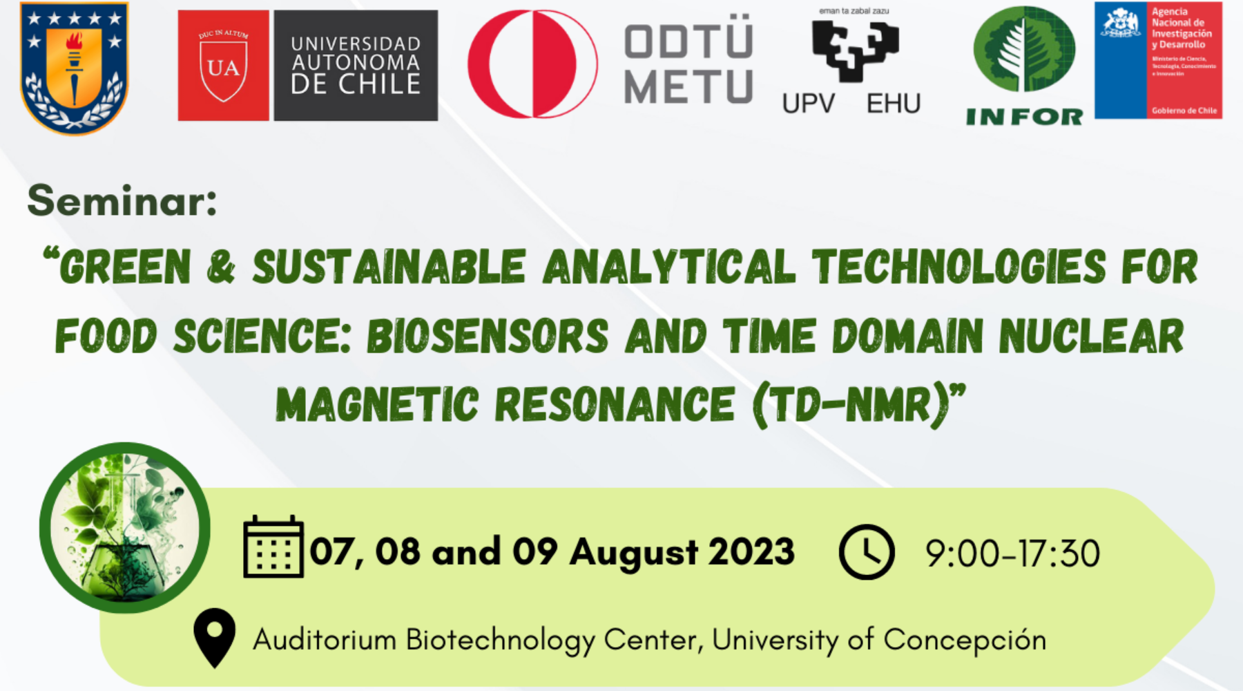 Seminario enfocado en Química Verde y Tecnología Analítica en alimentos se realizará el mes de agosto en el CB-UdeC
